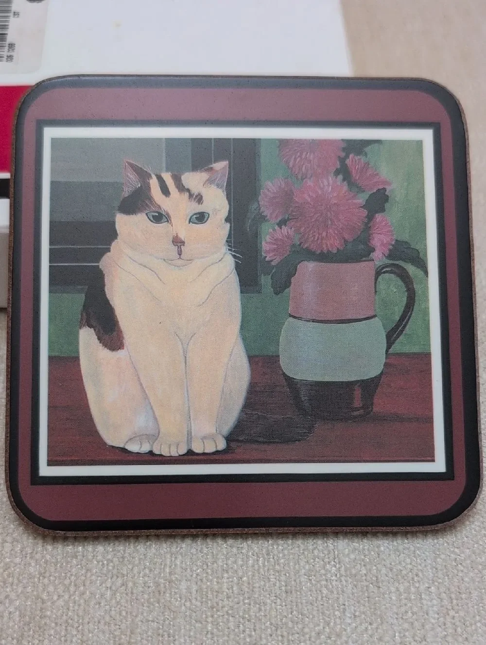 Vintage Pimpernel Cat Coasters Set of 6 Cat and Floral Designs Made in England